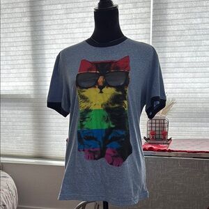 Blue Pride Cat with Sunglasses Tee in M